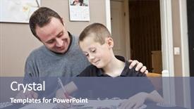  Presentation with homework - PPT layouts consisting of community outreach - father helping son with his background and a gray colored foreground