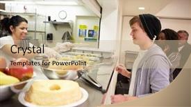  Presentation with homeless - Presentation design with community outreach - kitchen serving food in homeless background and a soft green colored foreground