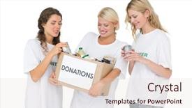  Presentation with women and babies - Slide set enhanced with community outreach - three smiling young women background and a lemonade colored foreground