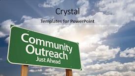  Presentation with community - PPT theme enhanced with community outreach green road sign background and a light blue colored foreground
