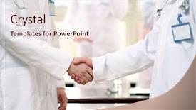  Presentation with medical amputation hand amputated - Beautiful theme featuring community physicians - medical workers joining their hands backdrop and a sky blue colored foreground