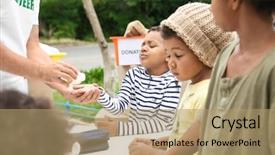  Presentation with vitamin - Theme having community physicians - volunteers giving vitamin tablets background and a coral colored foreground