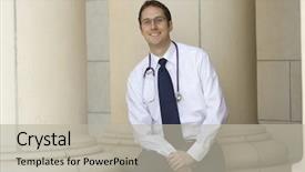  Presentation with community - Audience pleasing slide set consisting of community physicians - young attractive doctor backdrop and a mint green colored foreground