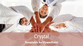  Presentation with doctors teamwork - Colorful PPT layouts enhanced with community physicians - young interracial team of doctors backdrop and a  colored foreground