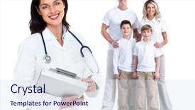  Presentation with doctor family - Cool new slide deck with community practice - family doctor woman health care backdrop and a sky blue colored foreground