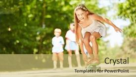  Presentation with community - Audience pleasing slides consisting of community practice - smiling girl is having fun backdrop and a  colored foreground