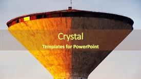  Presentation with water reservoir - Presentation theme having community public water tower background and a tawny brown colored foreground