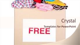  Presentation with donation food clothes - PPT layouts consisting of container ship free - donation box with clothes isolated background and a lemonade colored foreground