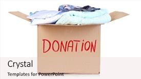  Presentation with donation - PPT theme having donation box with clothes isolated background and a lemonade colored foreground