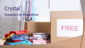  Presentation with donation - Amazing theme having donation box with clothes backdrop and a sky blue colored foreground
