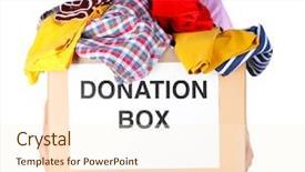  Presentation with donation - Theme featuring container ship free - woman holding donation box background and a cream colored foreground