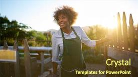  Presentation with community garden - Beautiful PPT theme featuring community urban garden at end backdrop and a tawny brown colored foreground