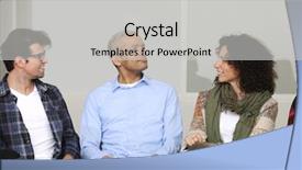  Presentation with team discussion - Slides having community worker - team building group discussion background and a light gray colored foreground