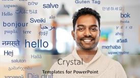  Presentation with translation - Presentation design enhanced with communivation-translation-and-international-concept background and a lemonade colored foreground