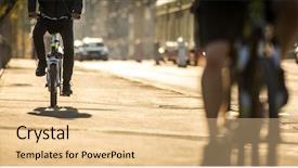  Presentation with bikers - Slide set consisting of commute - bikers on a city street background and a lemonade colored foreground