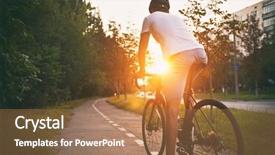  Presentation with cycling - Amazing slide set having commute - young guy in casual clothes backdrop and a coral colored foreground