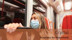  Presentation with bus train - Theme having commuter-on-bus-and-train background and a red colored foreground