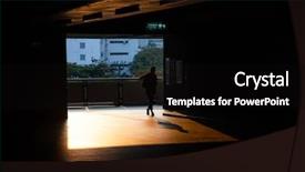  Presentation with commuter - Slide set having commuter silhouettes in a station background and a black colored foreground