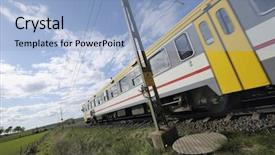  Presentation with commuter - Presentation theme with commuter-train in blurred motion background and a light blue colored foreground