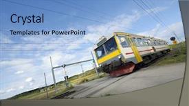  Presentation with bullet train - Presentation enhanced with commuter train in motion tilted background and a  colored foreground