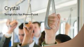  Presentation with rail - Amazing slides having commuters on light rail backdrop and a soft green colored foreground