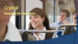  Presentation with rail - Presentation theme having commuters on light rail background and a tawny brown colored foreground