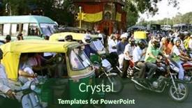  Presentation with traffic signal - Beautiful PPT theme featuring commuters-waiting-at-traffic-signal backdrop and a tawny brown colored foreground