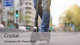  Presentation with agricultural micro irrigation - Presentation enhanced with commuting - businessman on daily commute riding background and a light gray colored foreground