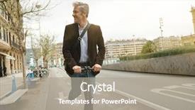  Presentation with agricultural micro irrigation - Amazing presentation theme having commuting - businessman on daily commute riding backdrop and a gray colored foreground