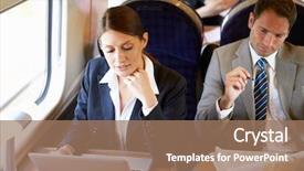  Presentation with train - Slide deck with commuting to work on train background and a coral colored foreground