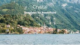  Presentation with mountains - Presentation theme enhanced with como-lake-varenna-town background and a seafoam green colored foreground