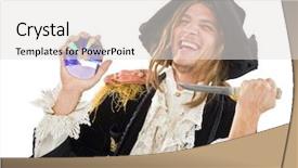  Presentation with pirate - Presentation theme consisting of compact bone - pirate aiming a knife background and a light gray colored foreground