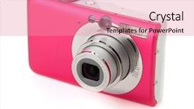  Presentation with digital - PPT layouts consisting of compact digital camera isolated background and a coral colored foreground