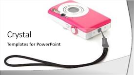  Presentation with white cctv camera on modern - Slides having compact digital camera isolated background and a white colored foreground