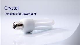  Presentation with alternative energy idea light bulb - Presentation theme consisting of compact flourescent lamp - energy saving fluorescent light bulb background and a sky blue colored foreground
