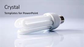  Presentation with alternative energy idea light bulb - Slide deck having compact flourescent lamp - energy saving fluorescent light bulb background and a lemonade colored foreground