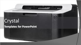  Presentation with laser - Amazing PPT layouts having compact laser home printer isolated on white background backdrop and a dark gray colored foreground