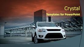  Presentation with suv - Colorful presentation theme enhanced with compact-suv-in-the-city backdrop and a tawny brown colored foreground