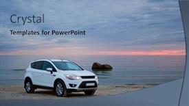  Presentation with suv - Cool new PPT theme with compact-suv-on-a-beach backdrop and a light blue colored foreground