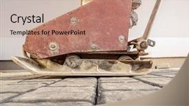  Presentation with concrete block - Colorful slides enhanced with compactor on concrete pavement block backdrop and a  colored foreground