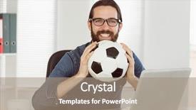  Presentation with football afl - PPT layouts having companies soccer - hipster businessman holding a football background and a  colored foreground
