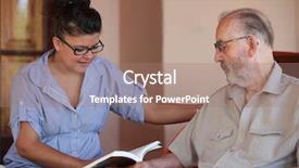  Presentation with companion - PPT theme having companion or grandchild reading background and a coral colored foreground