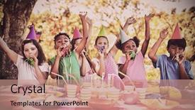  Presentation with cute birthday - Slide set enhanced with having fun during a birthday background and a coral colored foreground