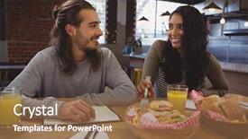  Presentation with toxin food - PPT layouts consisting of friendliness - smiling young friends having food background and a  colored foreground