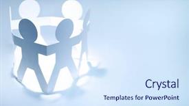  Presentation with doll paper - Presentation theme enhanced with paper doll people holding hands background and a sky blue colored foreground