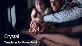  Presentation with office workers - Audience pleasing PPT layouts consisting of company activities - close up young active office backdrop and a black colored foreground