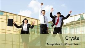  Presentation with confident - Slides having company activities - portrait of confident business group background and a mint green colored foreground