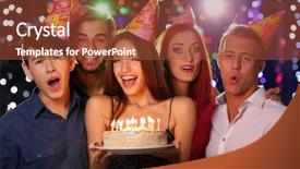  Presentation with birthday party - Cool new PPT theme with company anniversary - birthday party in club backdrop and a tawny brown colored foreground