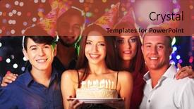  Presentation with birthday party - Audience pleasing slides consisting of company anniversary - birthday party in club backdrop and a red colored foreground