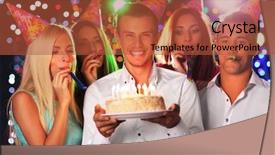  Presentation with anniversary - Slide deck featuring company anniversary - birthday party in club background and a red colored foreground